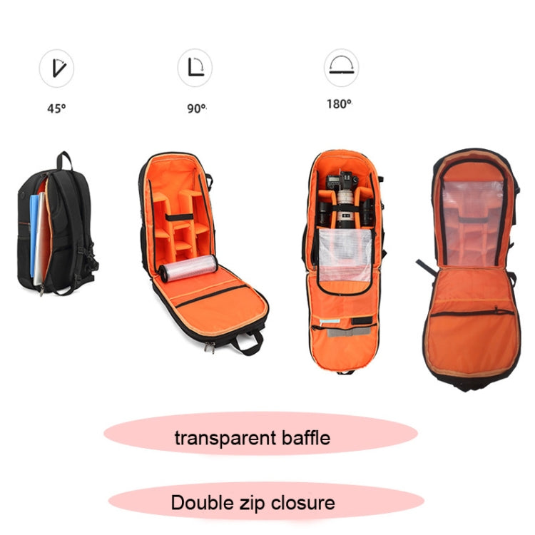 Oxford Cloth Waterproof Photography Backpack 17 Inch Laptop Backpack, Orange, Grey