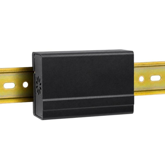 Waveshare 21177 DIN Rail Aluminum Case for Raspberry Pi 4 with Cooling Fan and Heatsinks, 21177
