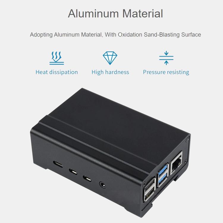 Waveshare 21177 DIN Rail Aluminum Case for Raspberry Pi 4 with Cooling Fan and Heatsinks, 21177