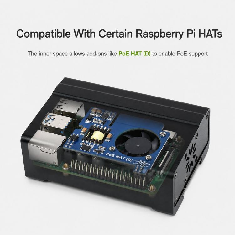 Waveshare 21177 DIN Rail Aluminum Case for Raspberry Pi 4 with Cooling Fan and Heatsinks, 21177