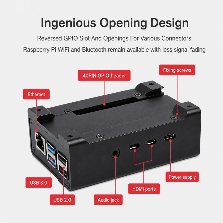 Waveshare 21177 DIN Rail Aluminum Case for Raspberry Pi 4 with Cooling Fan and Heatsinks, 21177