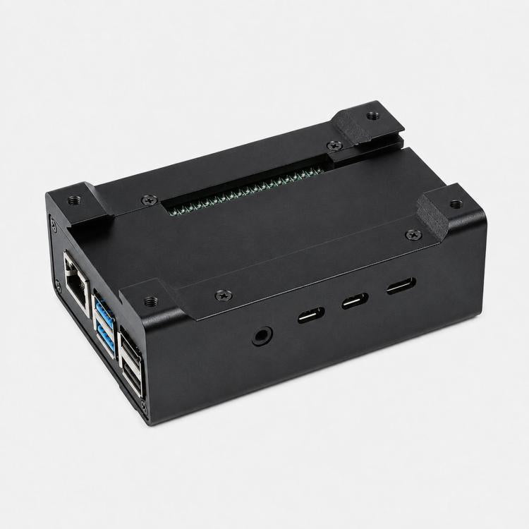 Waveshare 21177 DIN Rail Aluminum Case for Raspberry Pi 4 with Cooling Fan and Heatsinks, 21177