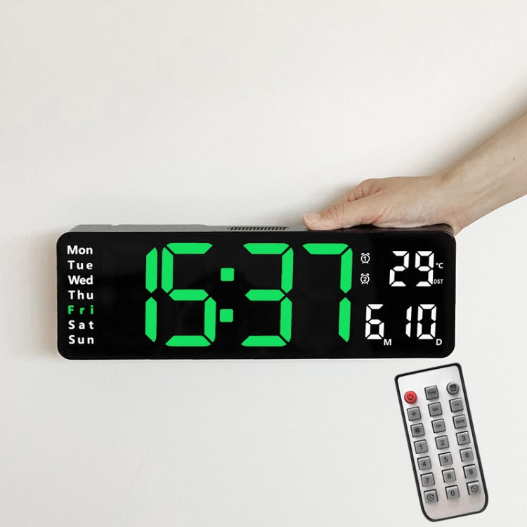 6629 13 Inch Multifunctional LED Living Room Large Screen Wall Clock, 13 Inch White Shell Green Light, 13 Inch White Shell Red Light, 13 Inch Black Shell Orange Light, 13 Inch Black Shell Green Light, 13 Inch Black Shell Red Light                      ...
