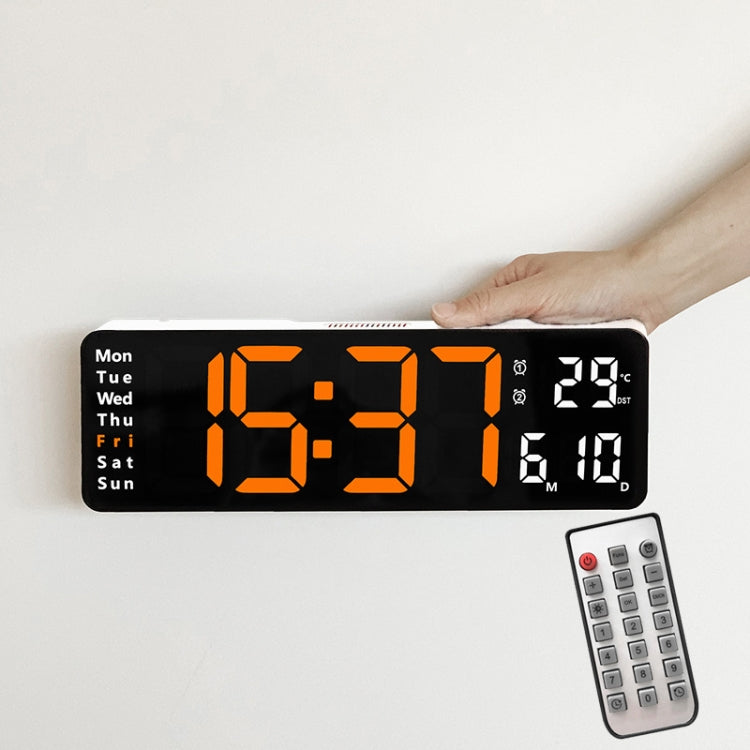 6629 13 Inch Multifunctional LED Living Room Large Screen Wall Clock, 13 Inch White Shell Green Light, 13 Inch White Shell Red Light, 13 Inch Black Shell Orange Light, 13 Inch Black Shell Green Light, 13 Inch Black Shell Red Light                      ...