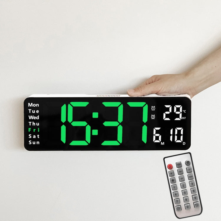 6629 13 Inch Multifunctional LED Living Room Large Screen Wall Clock, 13 Inch White Shell Green Light, 13 Inch White Shell Red Light, 13 Inch Black Shell Orange Light, 13 Inch Black Shell Green Light, 13 Inch Black Shell Red Light                      ...