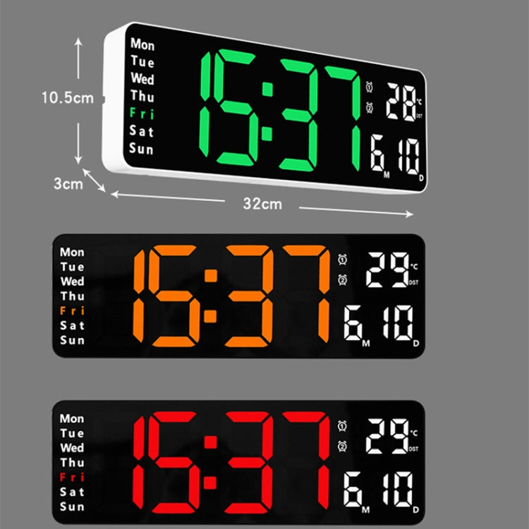 6629 13 Inch Multifunctional LED Living Room Large Screen Wall Clock, 13 Inch White Shell Green Light, 13 Inch White Shell Red Light, 13 Inch Black Shell Orange Light, 13 Inch Black Shell Green Light, 13 Inch Black Shell Red Light                      ...