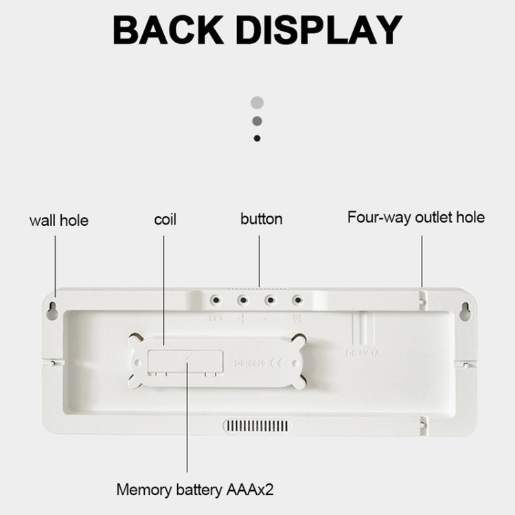 6629 13 Inch Multifunctional LED Living Room Large Screen Wall Clock, 13 Inch White Shell Green Light, 13 Inch White Shell Red Light, 13 Inch Black Shell Orange Light, 13 Inch Black Shell Green Light, 13 Inch Black Shell Red Light                      ...