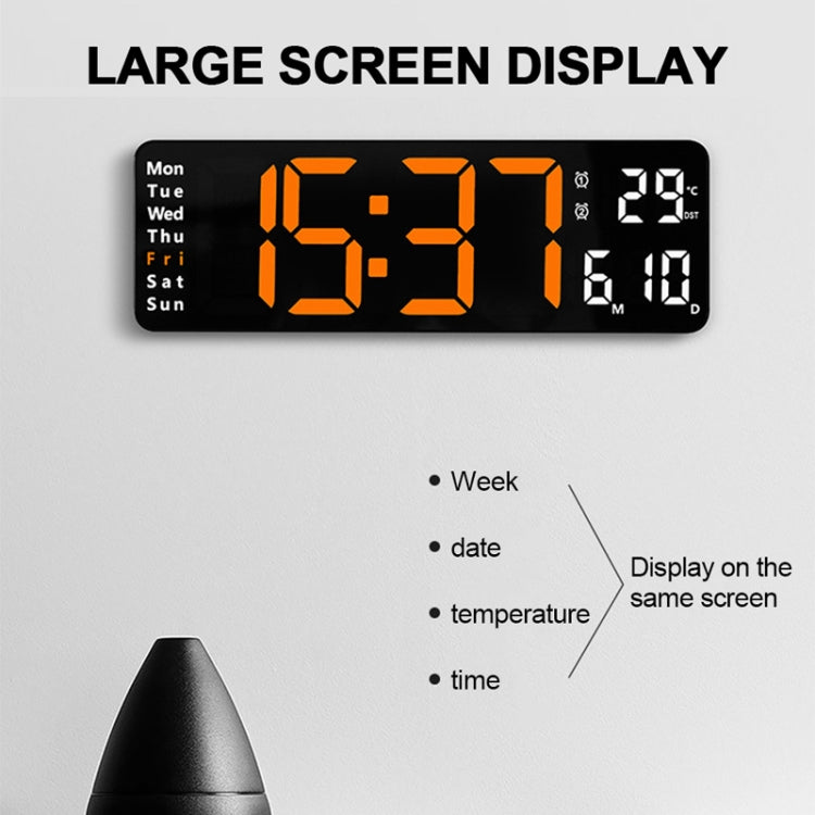 6629 13 Inch Multifunctional LED Living Room Large Screen Wall Clock, 13 Inch White Shell Green Light, 13 Inch White Shell Red Light, 13 Inch Black Shell Orange Light, 13 Inch Black Shell Green Light, 13 Inch Black Shell Red Light                      ...