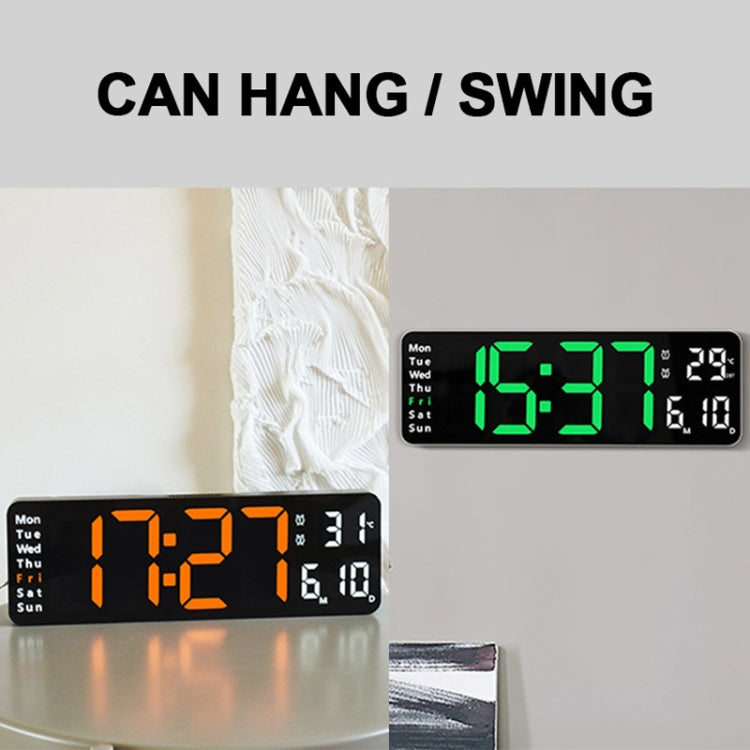 6629 13 Inch Multifunctional LED Living Room Large Screen Wall Clock, 13 Inch White Shell Green Light, 13 Inch White Shell Red Light, 13 Inch Black Shell Orange Light, 13 Inch Black Shell Green Light, 13 Inch Black Shell Red Light                      ...