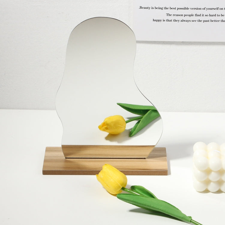 Irregular Acrylic Mirror With Wooden Base Photo Props, Water Drip, Cloud, Water Wave, Mountain