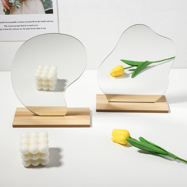 Irregular Acrylic Mirror With Wooden Base Photo Props, Water Drip, Cloud, Water Wave, Mountain