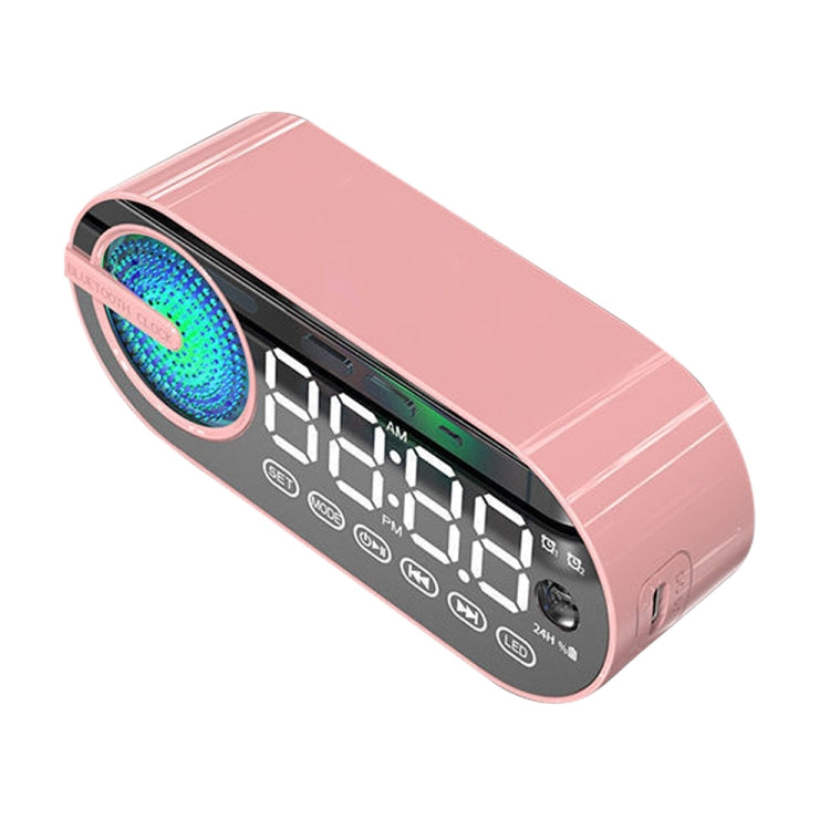 RBT-G30 Mirror Colorful Light Effect Subwoofer Bluetooth Alarm Clock Audio, Spec:, Sensor Version (Black), Sensor Version (White), Voice Version (White), Voice Version (Pink)