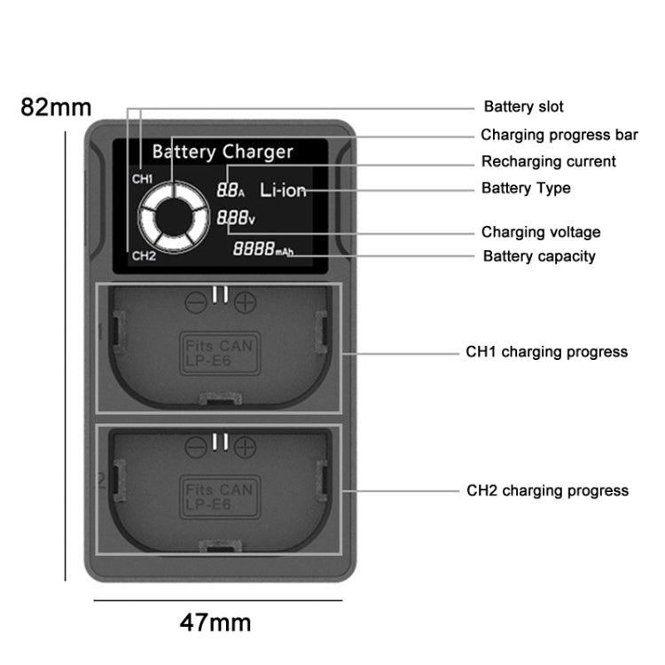 USB LCD Dual Charger Camera Battery Charger