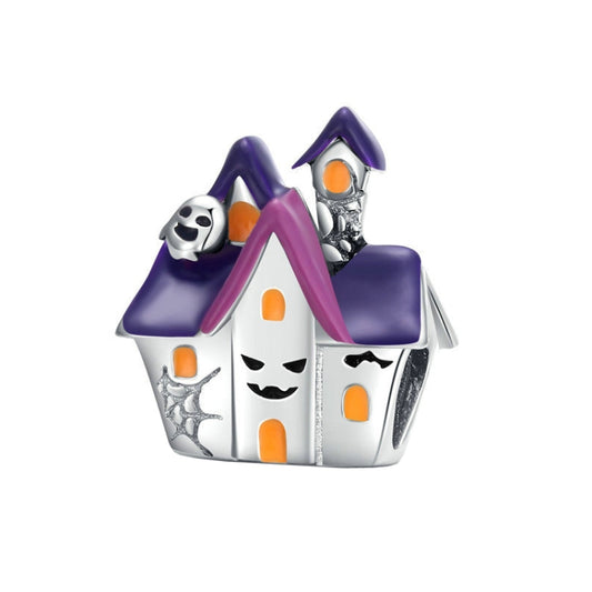 BSC324 Purple Halloween Ghost House DIY Loose Bead Accessories S925 Silver Beaded Accessories, BSC324