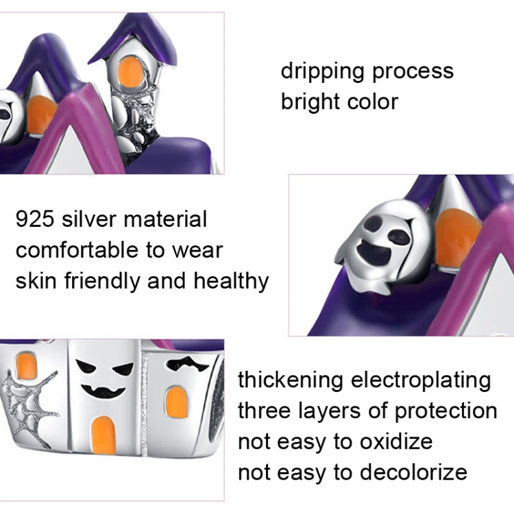 BSC324 Purple Halloween Ghost House DIY Loose Bead Accessories S925 Silver Beaded Accessories, BSC324