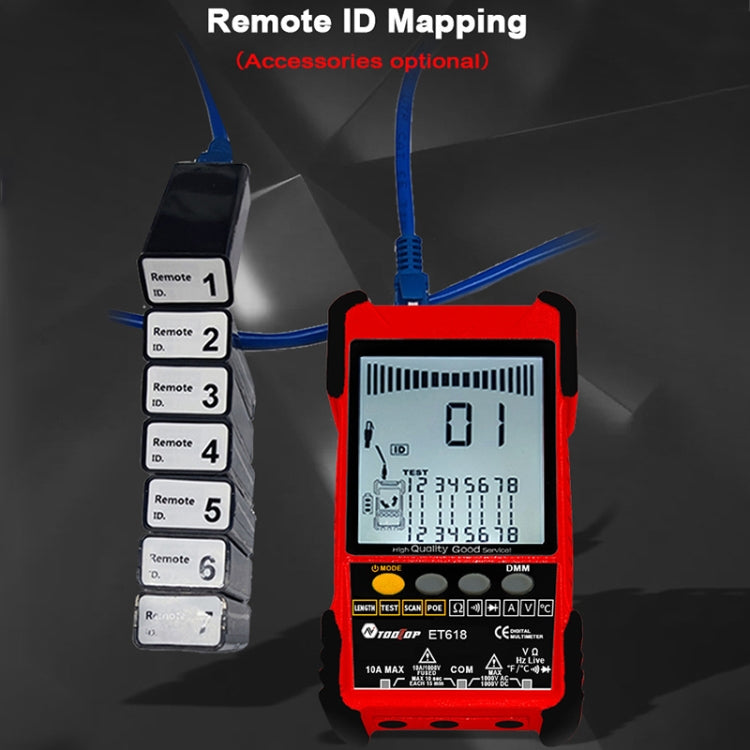Rechargeable Adjustable Network Cable Tester Wire Tracker POE Cable Tester, ET618 (Red)