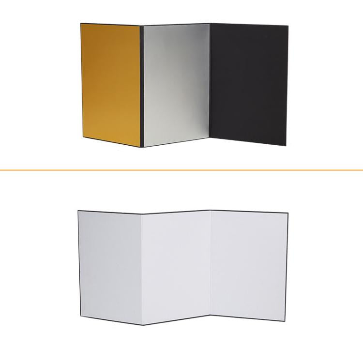 Tri-Fold Photography Cardstock Reflector Props, A3 One Side All White, A3 One Side All Black, A3 One Side All Gold, A4 One Side All White, A4 One Side All Silver, A4 One Side All Gold