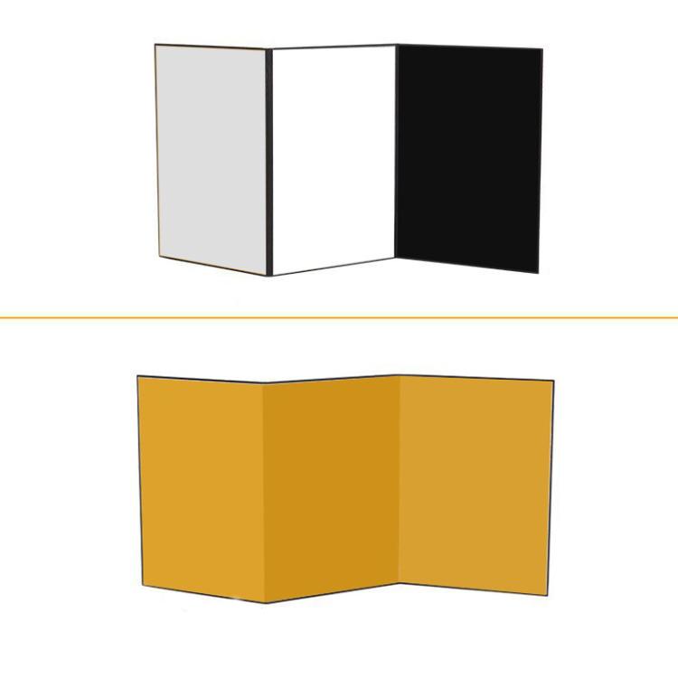 Tri-Fold Photography Cardstock Reflector Props, A3 One Side All White, A3 One Side All Black, A3 One Side All Gold, A4 One Side All White, A4 One Side All Silver, A4 One Side All Gold