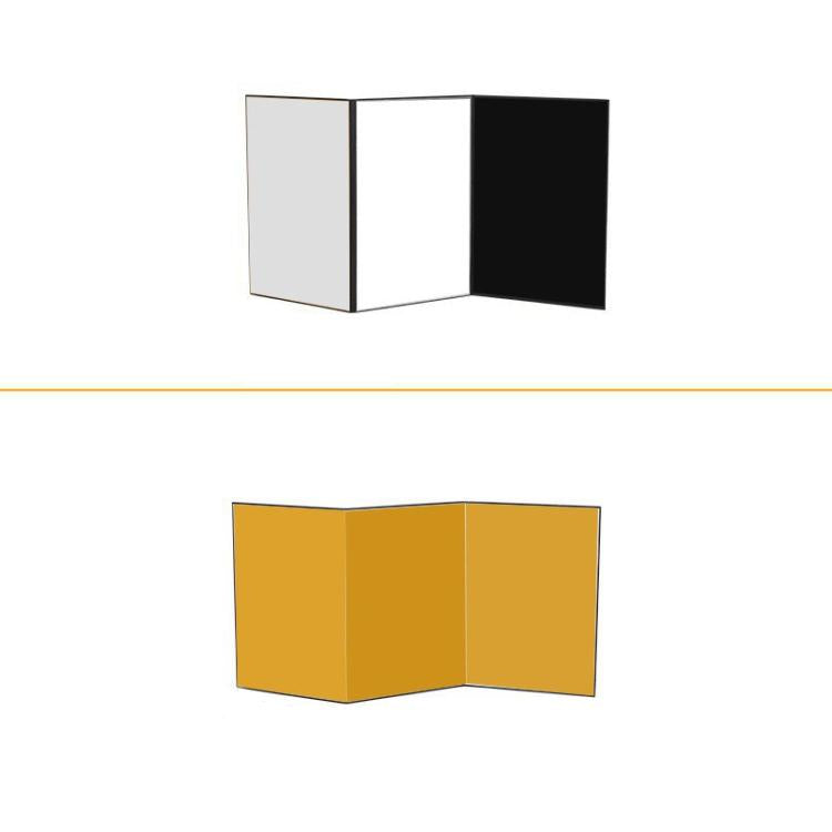 Tri-Fold Photography Cardstock Reflector Props, A3 One Side All White, A3 One Side All Black, A3 One Side All Gold, A4 One Side All White, A4 One Side All Silver, A4 One Side All Gold