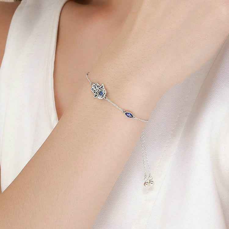 SCB076 Simple 925 Silver Bracelet With Diamonds Palm Retractable Ladies Bracelet