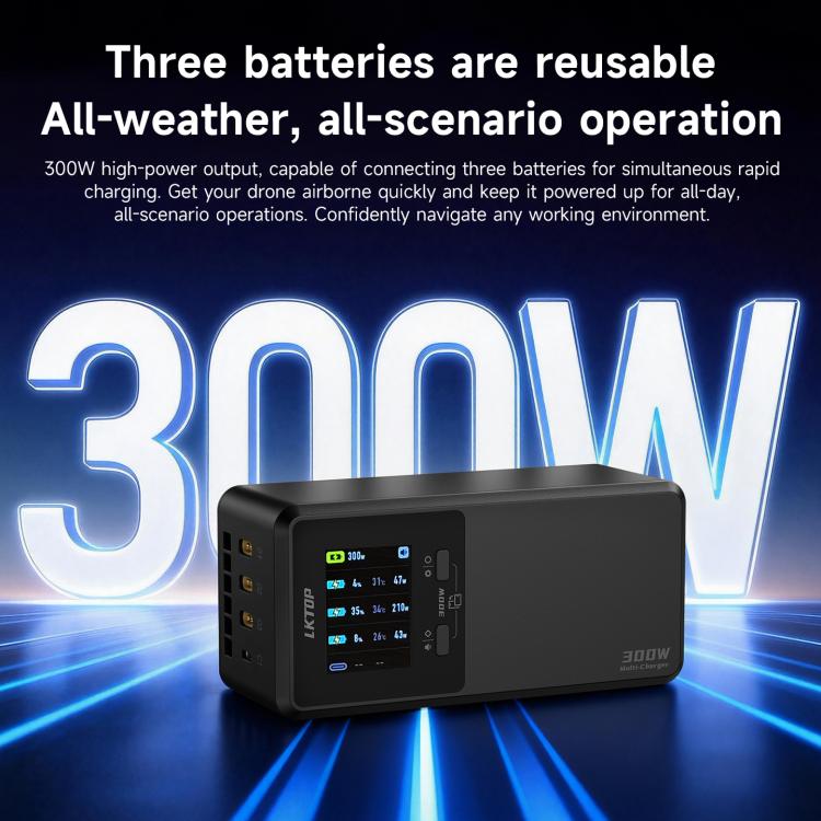 For DJI Matrice 4D / 4TD LKTOP UC363 Digital Display 3-Channel Charging Manager 300W Battery Fast Charger, US Plug, EU Plug