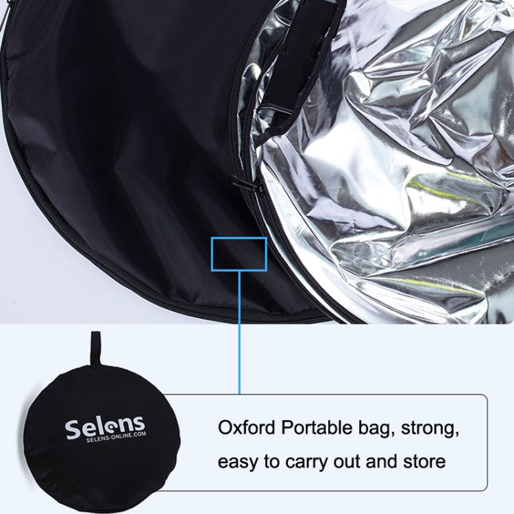 Selens  5 In 1 (Gold / Silver  / White / Black / Soft Light) Folding Reflector Board, Size: 100cm Triangle, 60cm Round, 80cm Round, 110cm Round, 60x90cm, 80x120cm, 120x180cm, 150x200cm, 80cm Triangle, 110cm Triangle