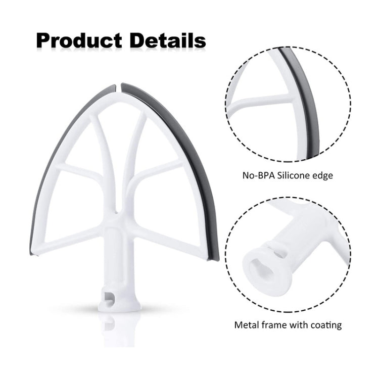 KA-6B For KitchenAid 6-Quart Bowl Lift Stand Mixer Plastic Flat Beater Paddle with Silicone Edges, KA-6B