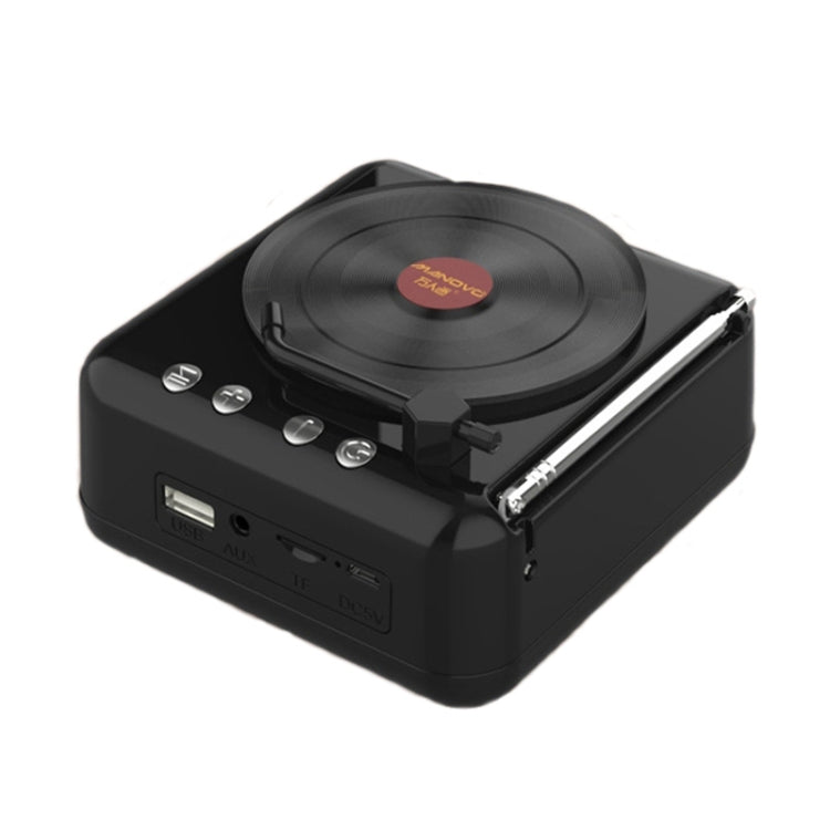 H3 Retro Vinyl Record Player Shape Mini Bluetooth Speaker, Black, White, Wood Grain