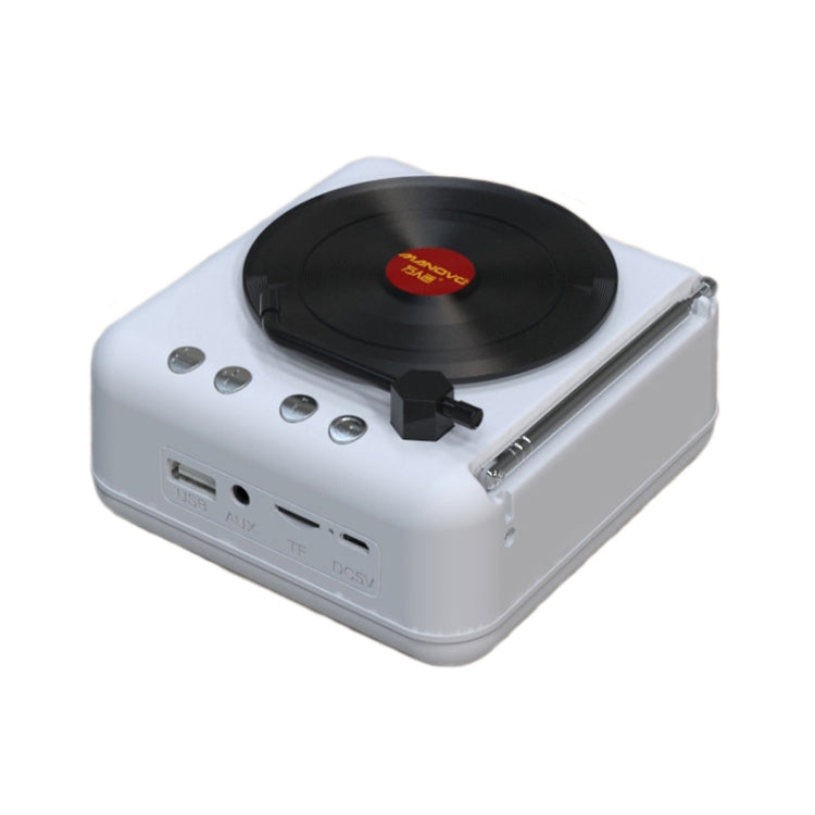 H3 Retro Vinyl Record Player Shape Mini Bluetooth Speaker, Black, White, Wood Grain