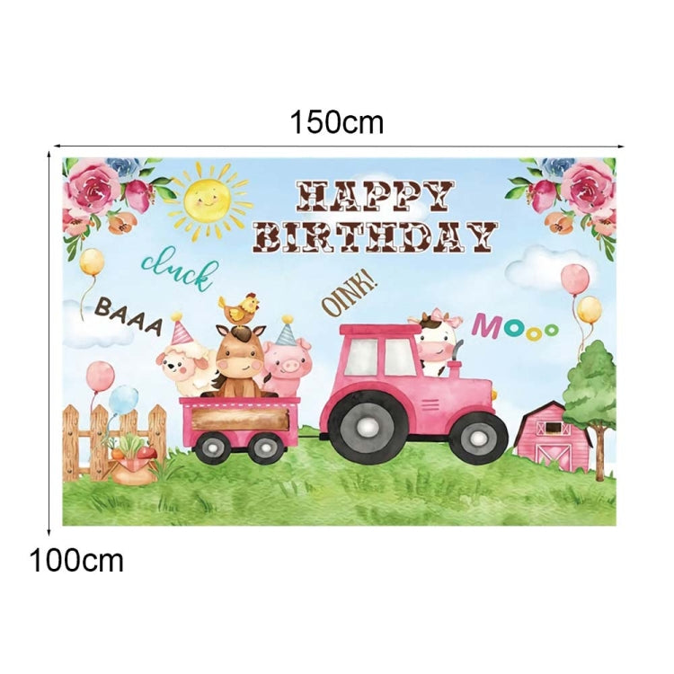 1.5m X 1m Cartoon Farm Animals Photography Backdrop Birthday Party Background Decoration