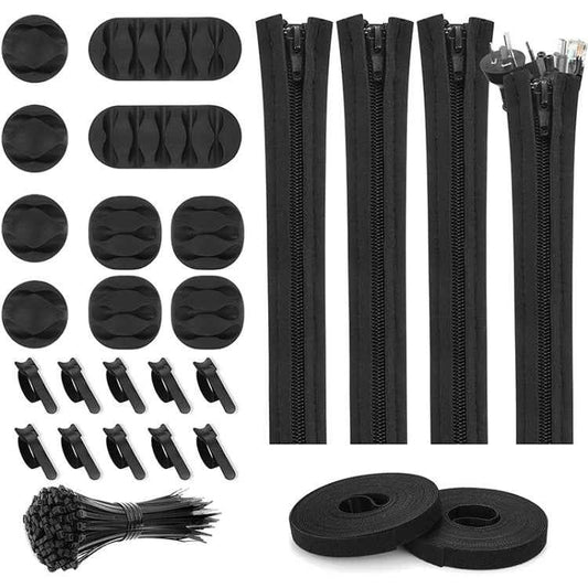 3 In 1 0.5m Kit  Cord Management Organizer Kit Cable Sleeve With Zipper Cable Clip