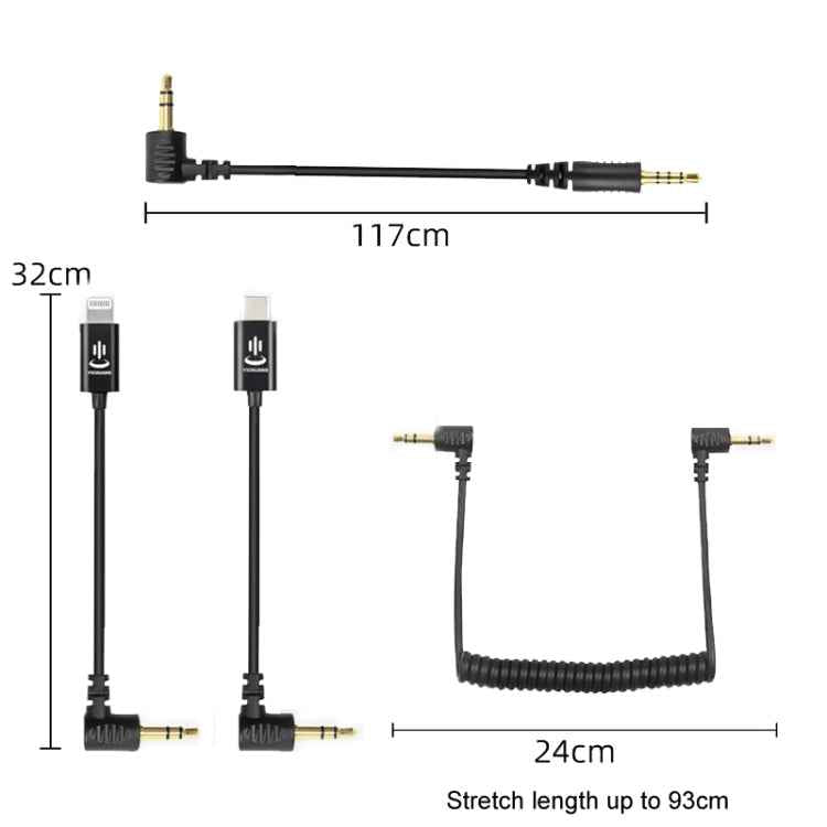 For Rode Microphone YICHUANG Adapter Audio Cable, 3.5mm To 8 Pin, 3.5mm To Type -C, 3.5mm TRS to TRS, 3.5mm TRS to TRRS