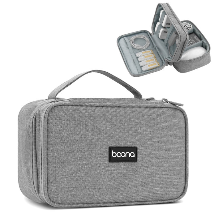 Baona Multifunctional Earphone Data Cable Digital Storage Bag, Spec:, Single-layer (Gray), Single-layer (Black), 2-layer (Gray), 2-layer (Black), Single-Layer Box (Gray), Single-Layer Box (Black), 2-layer Box (Gray), 2-layer Box (Black), XL (Gray)�����...