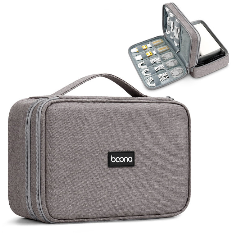 Baona Multifunctional Earphone Data Cable Digital Storage Bag, Spec:, Single-layer (Gray), Single-layer (Black), 2-layer (Gray), 2-layer (Black), Single-Layer Box (Gray), Single-Layer Box (Black), 2-layer Box (Gray), 2-layer Box (Black), XL (Gray)�����...