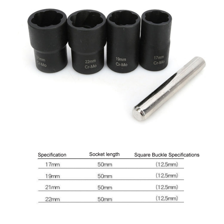Car Tire Damaged Nut Non-slip Removal Socket Wrench Set, 4 In 1 Wrench Set