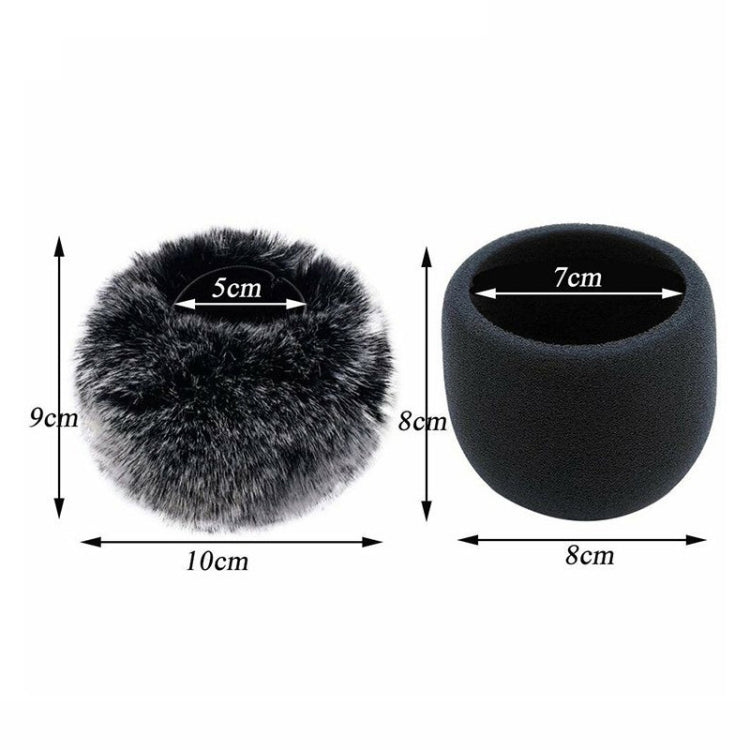 For Blue Yeti Pro Anti-Pop and Windproof Sponge/Fluffy Microphone Cover, Black Sponge, Gray Hair