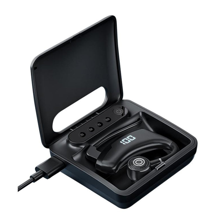 V19S Wireless Bluetooth Headset Digital Display With Charging Bin Mobile Power Function, With Charging Bin Black, With Charging Bin Blue