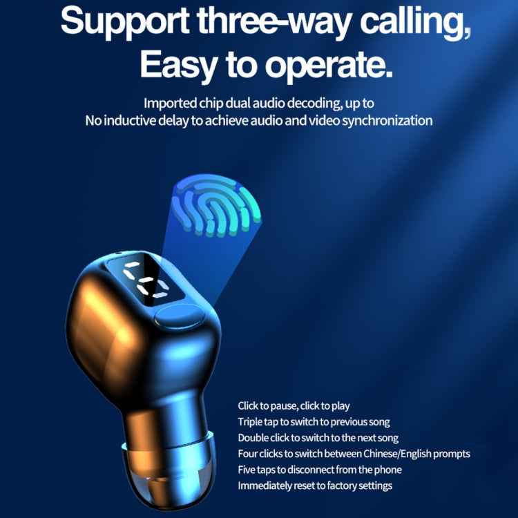 M5 Digital Display Bluetooth Headset Mini In-ear Invisible Headphones