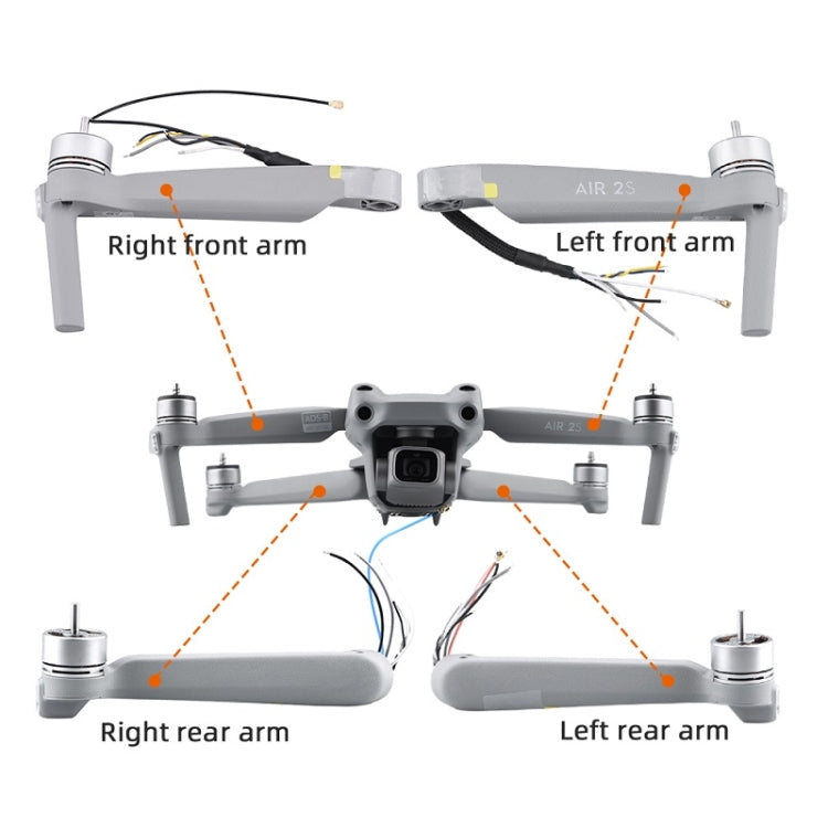 Front And Rear Machine Arm Shell Repair Accessories, for Mavic Air 2S Left Front Arm, for Mavic Air 2S Right Front Arm, for Mavic Air 2S Left Rear Arm, for Mavic Air 2S Right Rear Arm