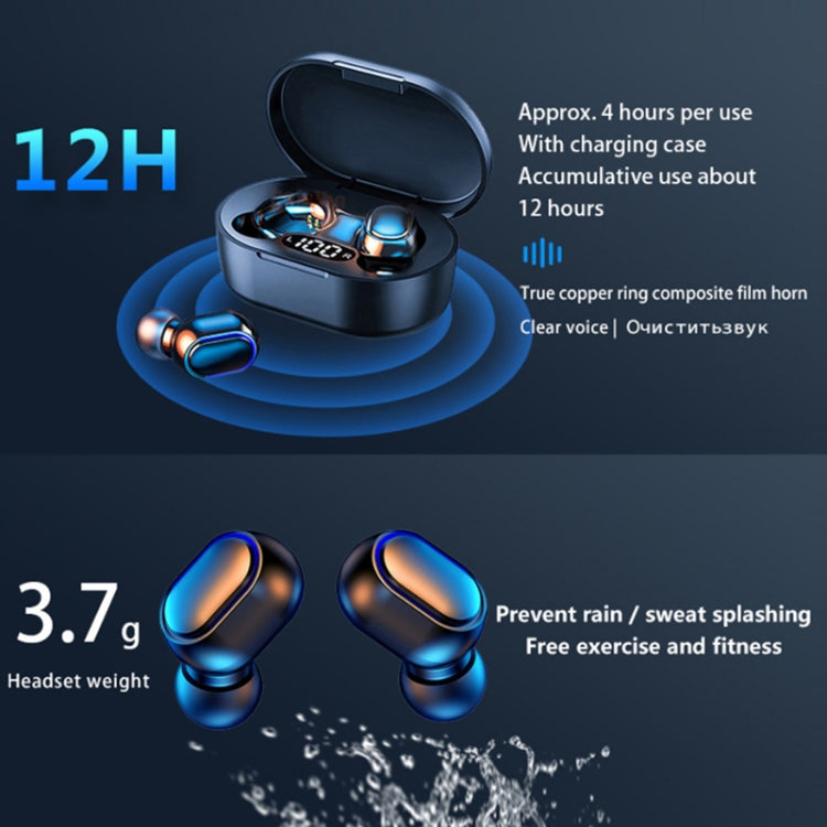 E7s Digital Sports Waterproof TWS Bluetooth 5.0 In-Ear Headphones, E7s (Yellow), E7s (Blue), E7s (Pink), E7s (Green), E7s (Black), E7s (White)