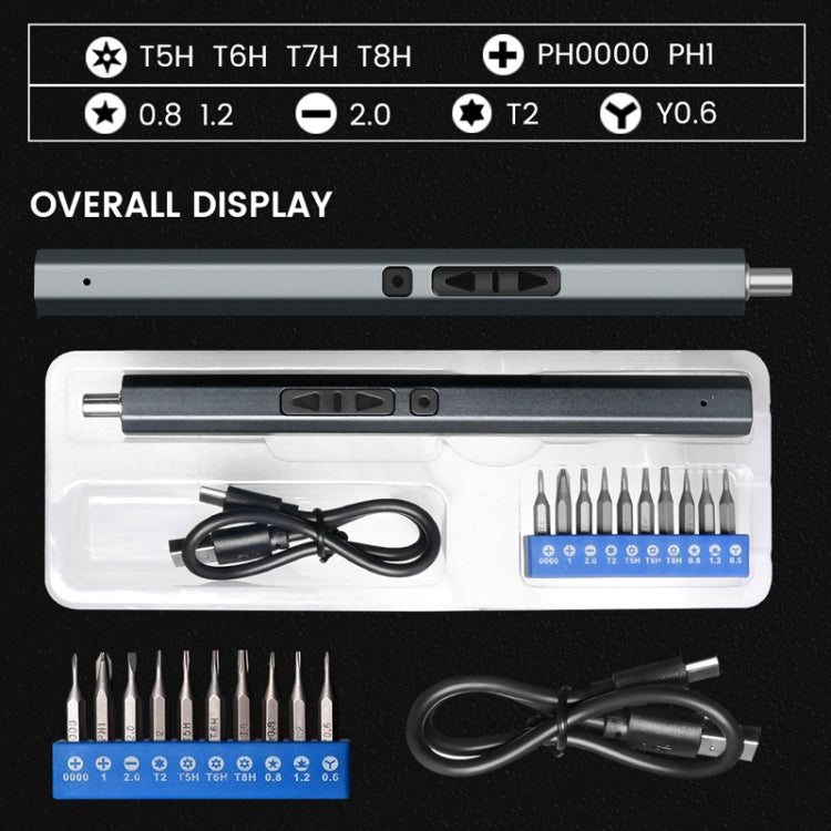 11 In 1 Rechargeable Mini Electric Screwdriver Set With 3LED Lighting, 11 In 1  Blue