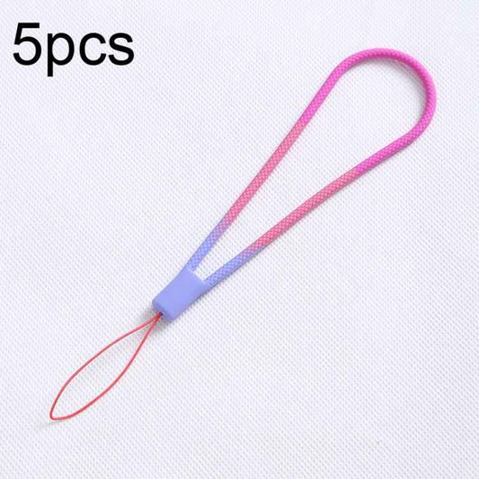 5pcs Silicone Cell Phone Lanyard Watercolor Woven Pattern Fan U Disk Strap