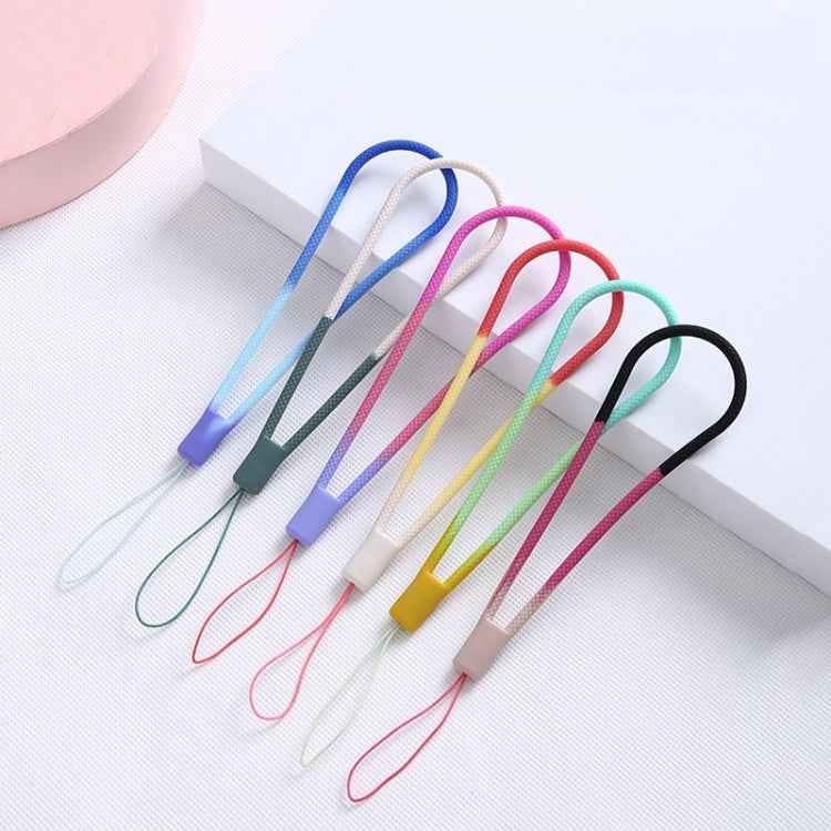 5pcs Silicone Cell Phone Lanyard Watercolor Woven Pattern Fan U Disk Strap