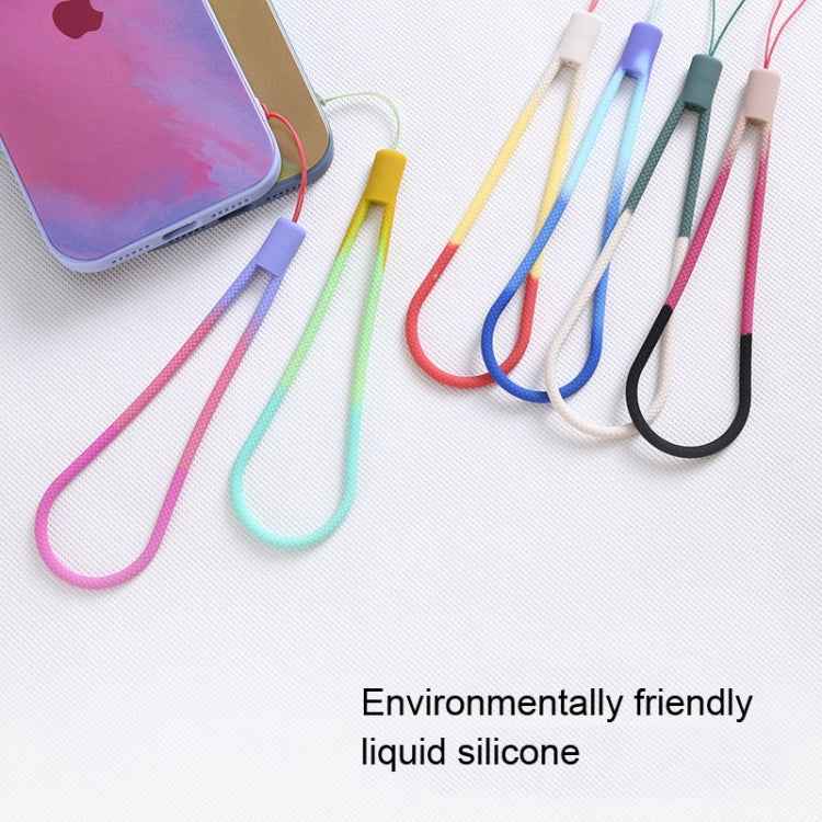5pcs Silicone Cell Phone Lanyard Watercolor Woven Pattern Fan U Disk Strap