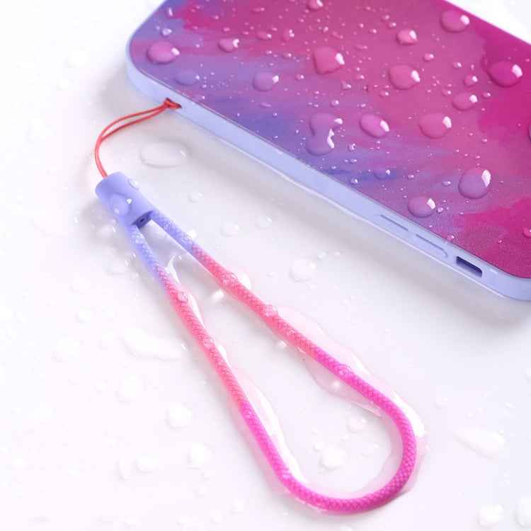 5pcs Silicone Cell Phone Lanyard Watercolor Woven Pattern Fan U Disk Strap