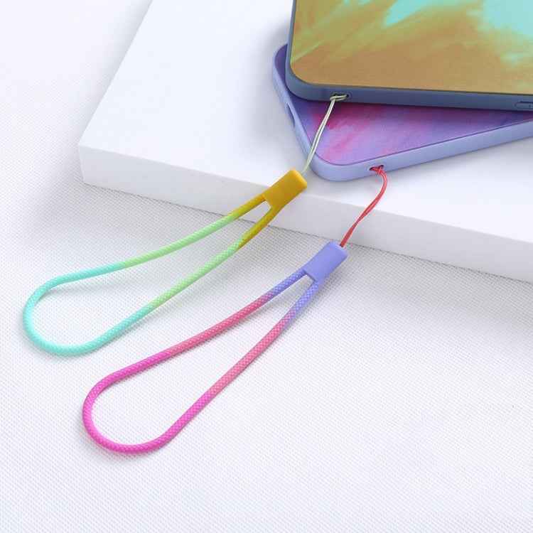 5pcs Silicone Cell Phone Lanyard Watercolor Woven Pattern Fan U Disk Strap