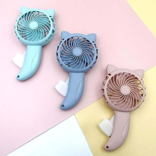 3pcs BY36 Cartoon Cat Ears Handheld Fan Manual Press No Battery, Cat Ears