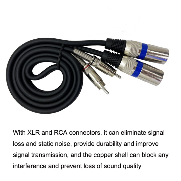 2RCA Male 2XLR Caron Male Speaker Audio Balance Cable, Length:, 0.5m, 1m, 1.5m, 2m, 3m, 5m, 10m, 20m