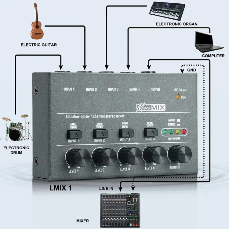 With Single Channel Stereo Switching Mini Signal Hybrid Small Audio, 4 Way mixer, 6 Way Mixer, 8 Way Mixer
