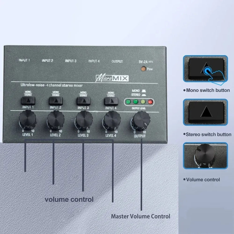 With Single Channel Stereo Switching Mini Signal Hybrid Small Audio, 4 Way mixer, 6 Way Mixer, 8 Way Mixer